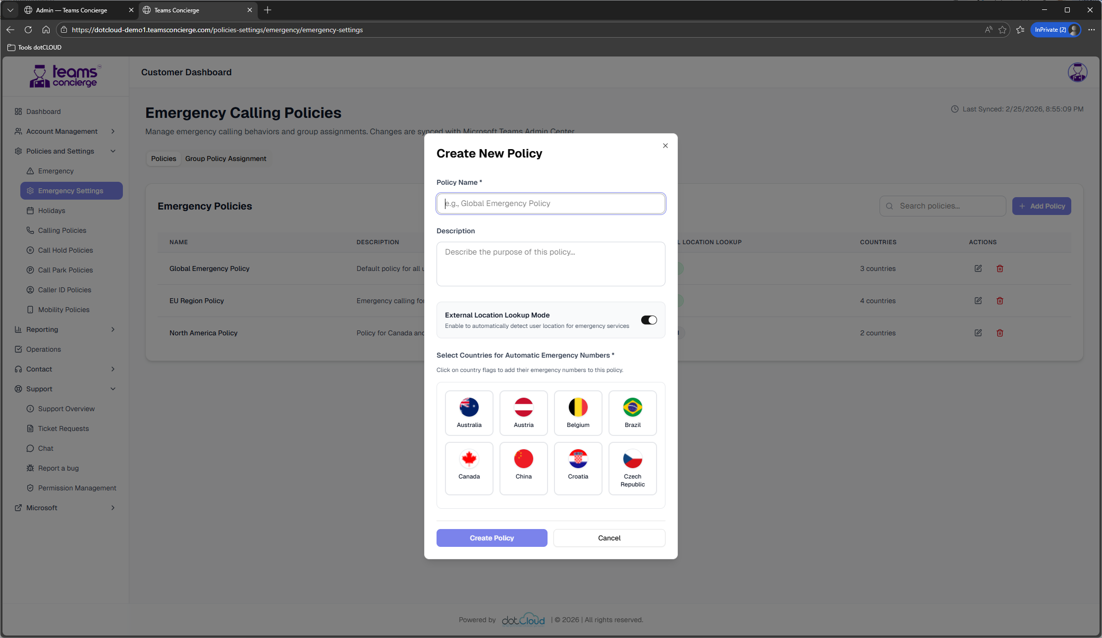 Teams Concierge Emergency Policy Help