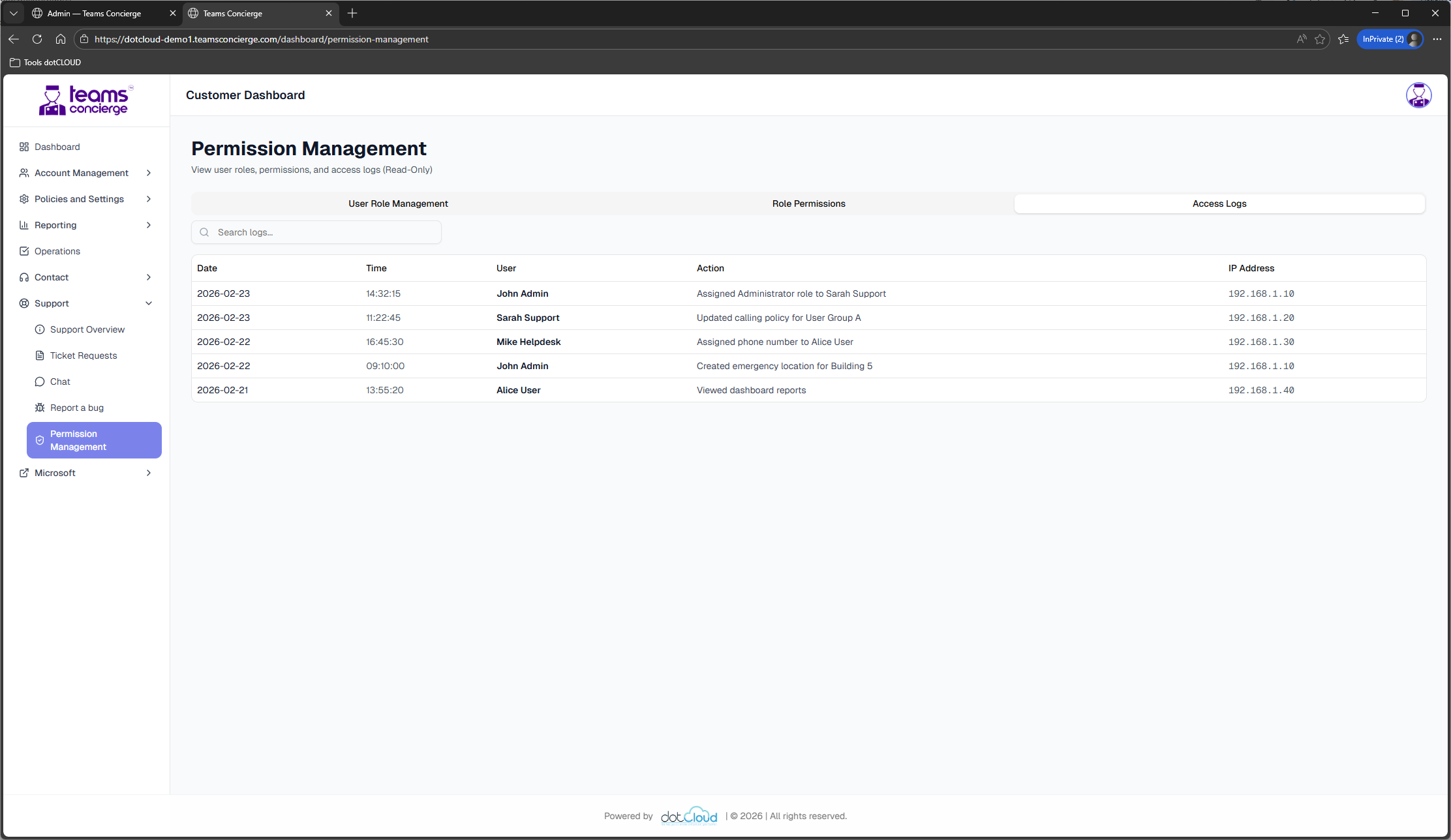 Audit and access logs